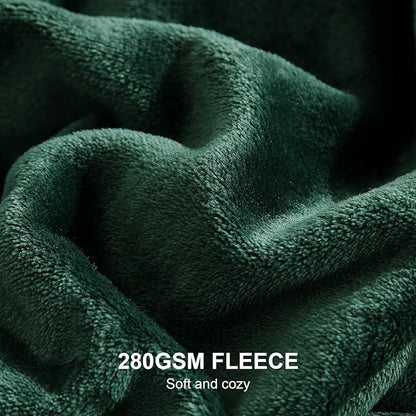 Hansleep Fleece Dark Green Throw XL Blanket, Super Soft Flannel Fuzzy Plush Cozy Blanket for All Seasons, Dark Green, Throw XL 50x70 Inches