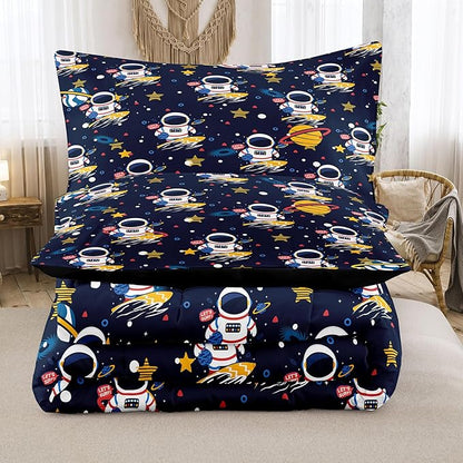 Tailor Shop Space Boys Comforter Sets Full Size,Space Bedding Sets for Boys Kids Galaxy Comforter Teens with 1 Pillowcase……