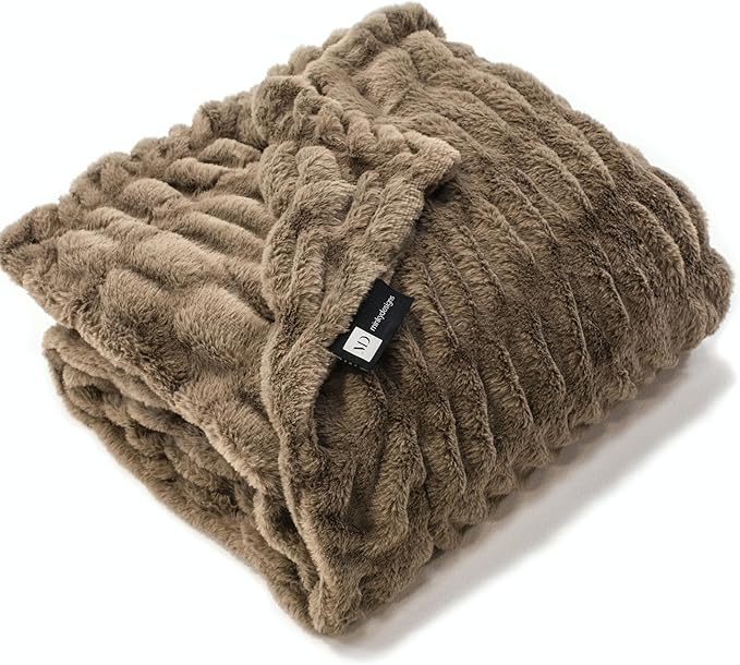 Minky Designs Driftwood Minky Blanket – Ultra Soft Faux Fur Throw Blanket for Couch, Bed & Home – Fluffy, Warm & Luxurious – Chic Collection (X-Large, 60x84)