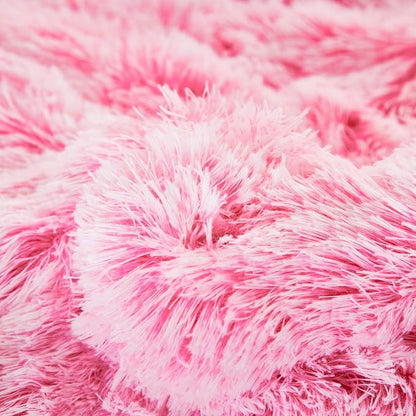 Flysheep Luxury Faux Fur Shaggy Fluffy Comforter Set King Size Mixed Blush Pink and White Long Hair, 3 Pieces Plush Flannel Sherpa Backing Reversible Soft Microfiber Bedding Set Super Warm for Winter