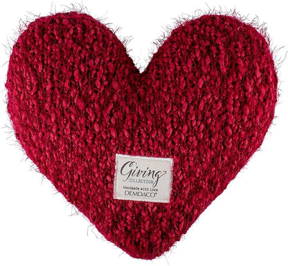 DEMDACO Giving Heart Cranberry Red 10 x 11 Cotton Weighted Plush Decorative Throw Pillow