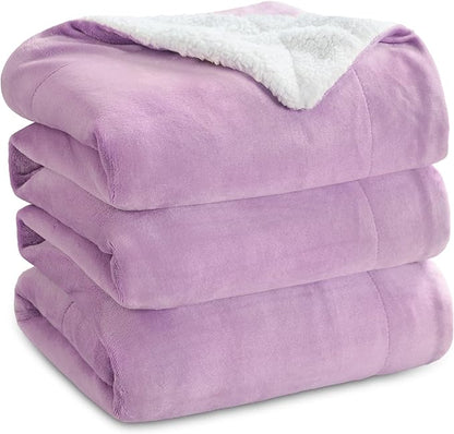 Bedsure GentleSoft Sherpa Fleece Blankets King Size for Bed - Thick and Warm Throw for Girls and Women, Soft Fuzzy Plush King Blanket for Winter, Non-Heated, Lilac, 108x90 Inches