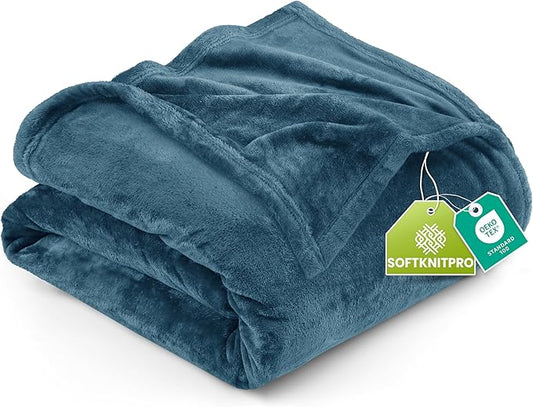 Utopia Bedding Fleece Blanket Queen Size Stone Blue 300GSM Luxury Fuzzy Soft Anti-Static Microfiber Bed Blanket (90x90 Inch)