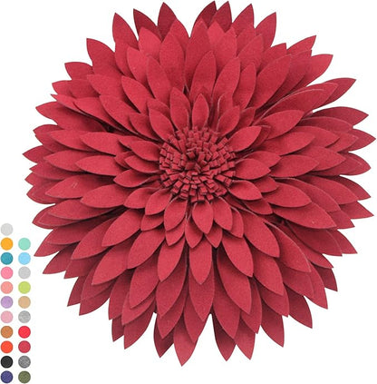 Contempo Lifestyles 3D Daisy Flower Pillow - Patented Design, Couch & Bed Decor, Burgundy (18" Flower, 16" Pillow with Insert)
