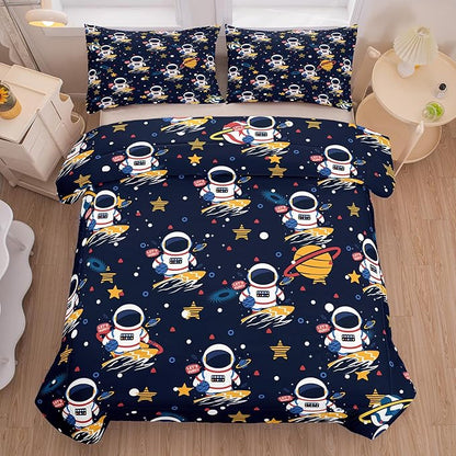 Tailor Shop Space Boys Comforter Sets Full Size,Space Bedding Sets for Boys Kids Galaxy Comforter Teens with 1 Pillowcase……