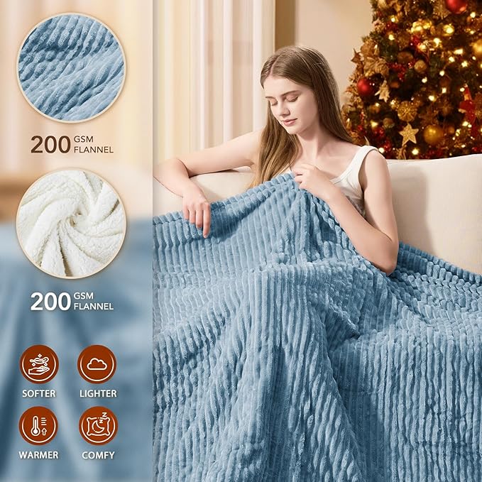 Homemate Electric Heated Blanket Full Size - 72"x84" Heating Blanket Full Size 1/2/4/6/8 Hours Auto-Off 10 Heat Level Over-Heat Protection Soft Flannel Sherpa ETL Certification