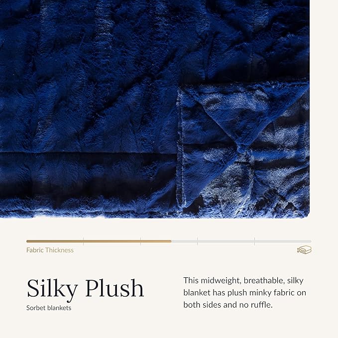 Minky Couture Sorbet Blanket - Ultra-Soft Throw for Silky Smooth Comfort - Premium Decorative Throw Blanket - Midweight, Breathable Fabric - Machine Washable Grande, Navy