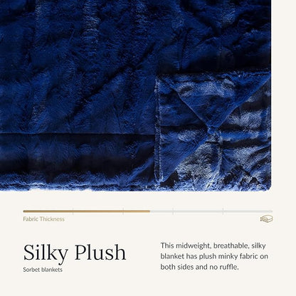 Minky Couture Sorbet Blanket - Ultra-Soft Throw for Silky Smooth Comfort - Premium Decorative Throw Blanket - Midweight, Breathable Fabric - Machine Washable Grande, Navy