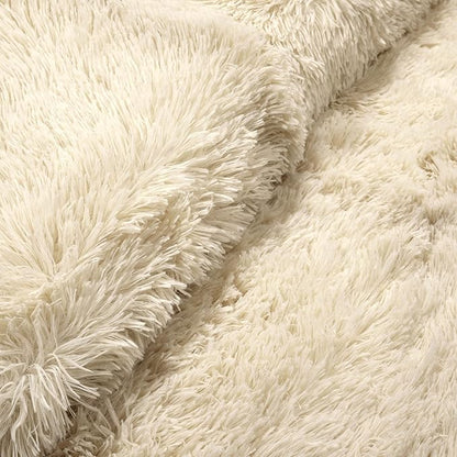 Lush Decor Emma Faux Fur Comforter King Size 3 Piece Set Wheat - Beige Bedding Set King Comforters - Fluffy Comforter - Modern Decor