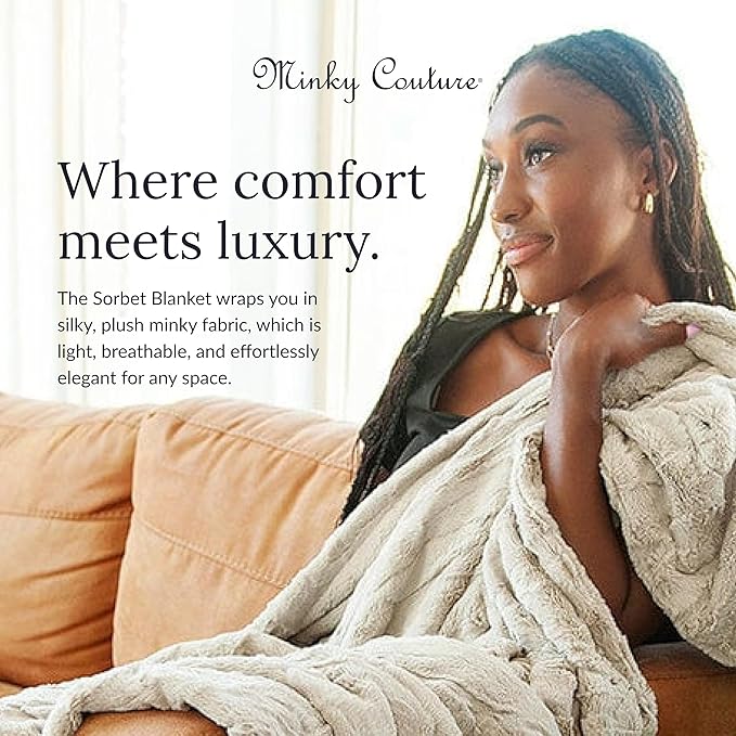 Minky Couture Sorbet Blanket - Ultra-Soft Throw for Silky Smooth Comfort - Premium Decorative Throw - Midweight, Breathable Fabric - Machine Washable Monster, Tranquil Dove