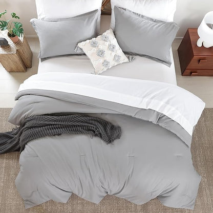 weigelia Queen Comforter Set Boho Bed Comforter Set 7 Pieces Grey Comforter Queen Size Soft All Season Microfiber Comforter with Fitted Sheets, Flat Sheets, Pillow Shams, and Pillowcases