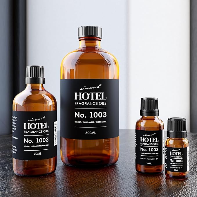 AirScent Hotel Diffuser Oil No. 1003 Inspired by The Asian Garden Las Vegas Hotel Scent - Premium Fragrance Oil for Ultrasonic and Waterless Diffusers and Crafting - 500 mL, 16.9 fl oz Glass Bottle