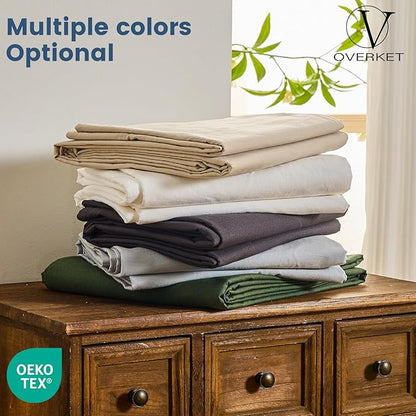 100% Linen Sheets California King Size,Breathable & Durable 4-Piece Bed Flax Sheet Set,Soft All-Season Bedding for Hot Sleepers 16" Deep Pocket Oeko-TEX Certified,（Cal King, Dusty Blue）