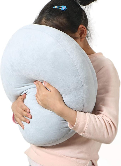 Round Throw Pillow for Kids 16x16 100% Down-Like Polyester Filling Super Soft Cushion Ultra Fluffy Feather-Like Touch Decorative Round Floor Pillow for Couch Bed Sofa, Light Blue, 1 Piece