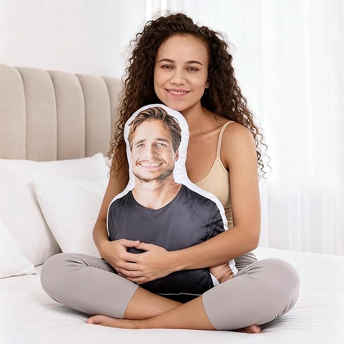 LOVELYPOD Personalized Photo Couple Pillow, Custom Face Picture Pillow, Boyfriend Birthday Gift, Valentine's Day Pillows, Personalized Valentine Gift, Couple Gifts