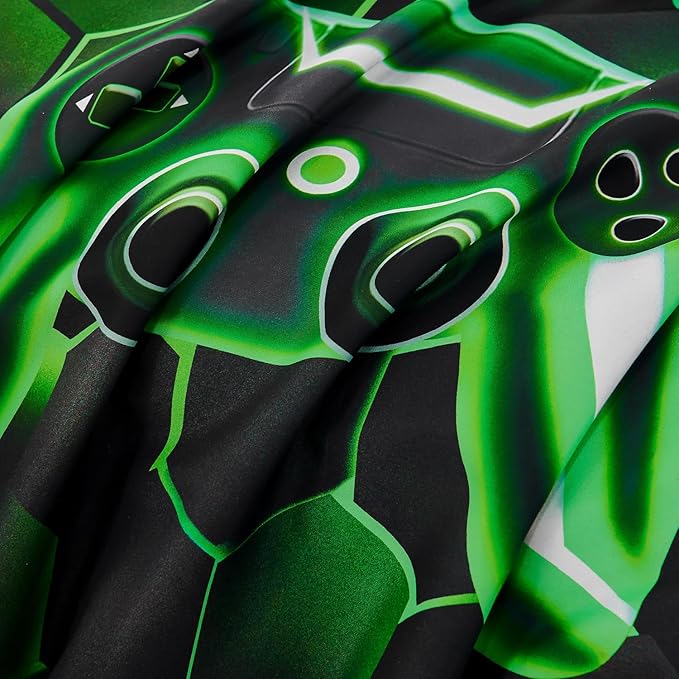 URBONUR Black Green Game Comforter Set Full Size for Boys Cool Tech Style Teen Room Decor 6Pcs Bed-in-a-Bag with Sheet Set Soft Lightweight Kids Bedding for All Seasons