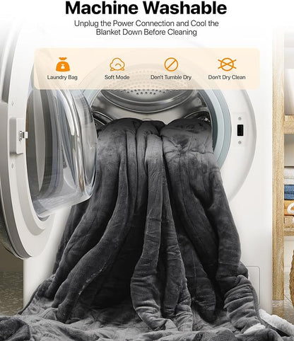 Electric Heated Blanket - Wearable Heated Blanket Throw with Foot Pockets, Sleeves Flannel & Sherpa Wearable Blanket 8 Heating Levels & Timer Snuggle Blankets for Home Office -50*60" Robes for Women