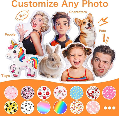 Custom Pillow with Picture & Text, Valentines Day Gifts for Boyfriend, 3D Personalized Head Face Pillows, Custom Stuffed Photo Pillow, Birthday Anniversary Funny Gift for Couple Friend Family (Shaped)