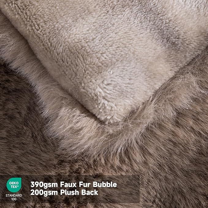 Heated Blanket Electric Throw- 50"x60" Soft Thick Bubble Electric Blanket for Sofa with 5 Heat Levels & 4 Hours Auto-Off Overheat Protection, Warm Cozy Gifts, Beige