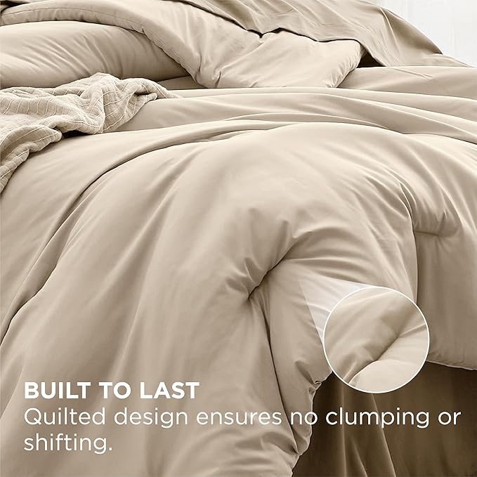 Bedsure Full Comforter Set - 7 Pieces Light Beige Full Bedding Set for All Seasons, Boho Contrasting Design Bed in a Bag with Comforter, Sheets, Pillowcases & Shams