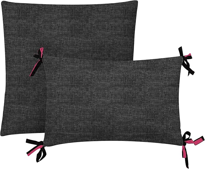 Juicy Couture Cabana Stripe Reversible Bedding Set - King Size - Black and Hot Pink Stripe Print – 6 Piece Set – Includes 1 104" x 90" Comforter, 3 Decorative Pillows, 2 Shams
