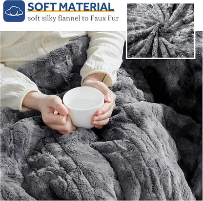 Sealy Electric Blanket Heated Throw, Faux Fur Heating Blanket with 6 Heat Settings & 2-10 Hours Auto Shut Off, Fast Heating & ETL Certification, 50x60 Inch, Grey