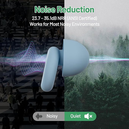 Noise Cancelling Ear Plugs for Sleep, Small Ear Fit - No-Pain for Side Sleepers, 33dB NRR Reusable Silicone One-Piece Design, 4 Sizes for Adults & Kids, Portable Case