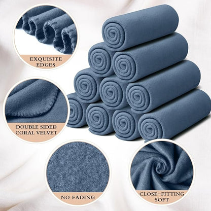 Kinlop Fleece Blanket Bulk 60 x 50 Inch Soft Lightweight Fleece Cozy Blanket Warm Throw Plush Pet Throw for Bed Couch Sofa Home Office Wedding Gifts Travel Camping(Gray Blue)