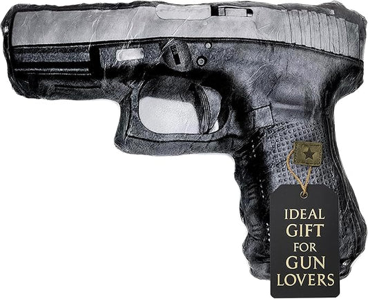 Caliber Gourmet Hug Soft Tactical Automatic Handgun Throw Pillow | Cotton Plush Stuffed Decorative Pillow with Soft Cushion, Men's Apartment Decor Aesthetic, Loved by Military Personnel, Veterans