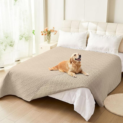 hyha Waterproof Dog Blanket, Soft Dog Bed Cover Pet Blankets, Waterproof Sofa Couch Cover for Dogs Washable, Reversible Pet Couch Covers for Sofa Furniture (68x82 Inch, Taupe/Taupe)