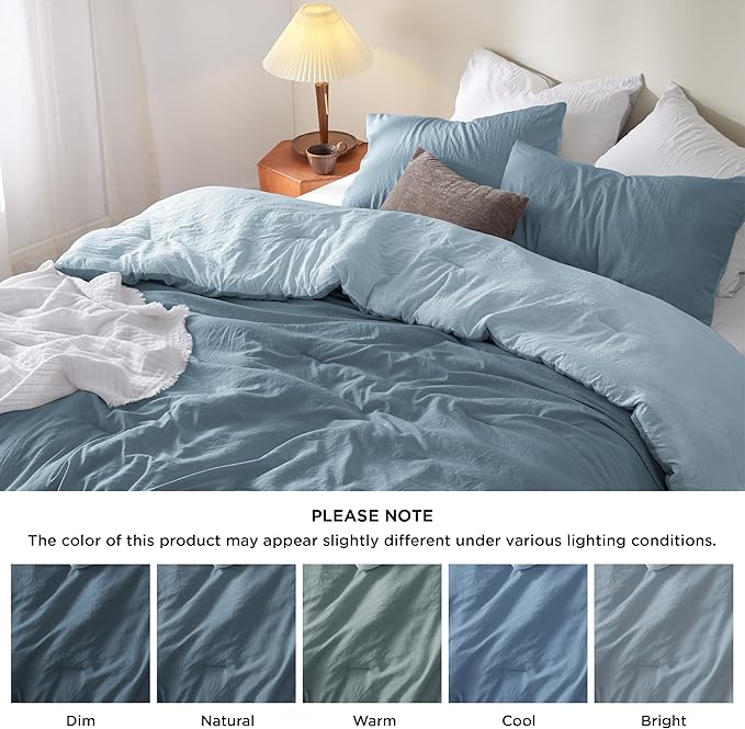 Bedsure Queen Comforter Set, Mineral Blue Soft Prewashed Bedding for All Seasons, 3 Pieces GentleSoft™ Bed Set, 1 Lightweight Comforter (90"x90") and 2 Pillowcases (20"x26")
