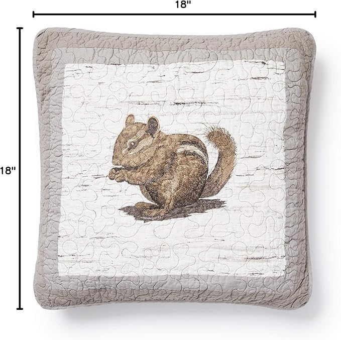 Donna Sharp Throw Pillow - Birch Forest Lodge Decorative Throw Pillow with Chipmunk Pattern - Square