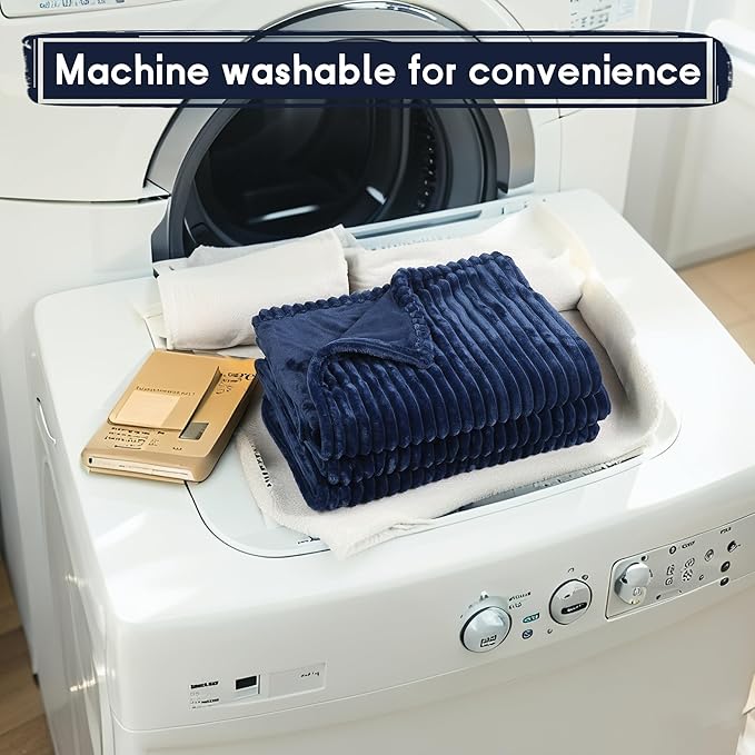 Heated Blanket Electric Blanket Twin Size 62''x84'' with 10 Heating Levels, 12 Hour Auto Shut Off, Machine Washable, Soft Flannel Warming Blanket for Couch, Bed, Office - Navy