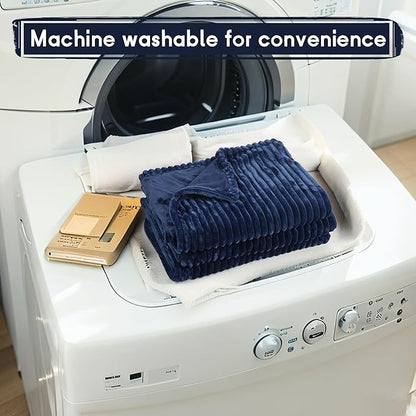 Heated Blanket Electric Blanket Twin Size 62''x84'' with 10 Heating Levels, 12 Hour Auto Shut Off, Machine Washable, Soft Flannel Warming Blanket for Couch, Bed, Office - Navy