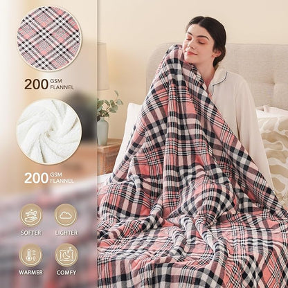 Homemate Electric Blanket Heated Twin Size - 62“x84“ Ultra Soft Cozy Flannel Heating Blanket with 10 Fast Heat Levels 8 Hours Auto Off Over-Heated Protection ETL Certification Keep Warm in Home
