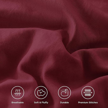 Andency Burgundy California King Comforter Set, 3 Pieces Lightweight Fluffy Farmhouse Shabby Chic Bedding Comforter Sets, Soft Microfiber All Season Cal King Bed Sets(104x96Inch)