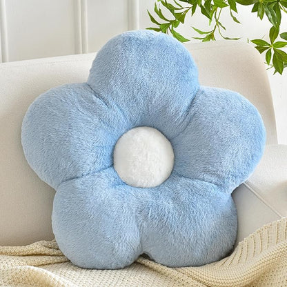 Flower Pillows, Soft Flower Shaped Pillow with Home Decorative for Couch Chair Bed,Flower Floor Throw Pillows for Adults Bedroom Living Room (Grey Blue, 15 Inches)