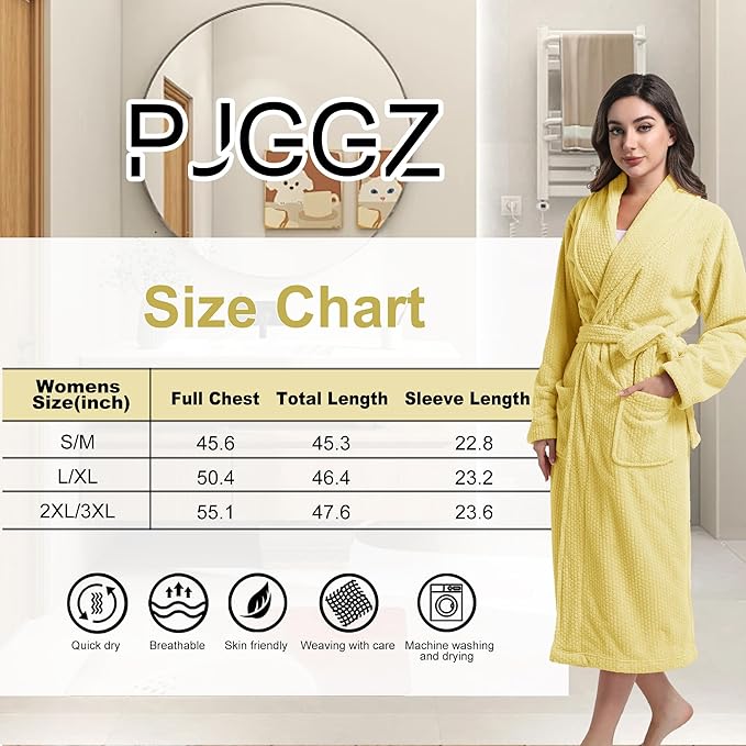 Women's Shawl Collar Bathrobe, Soft Long Towel Robes for Women - Super Absorbent Quick Dry yet Warm