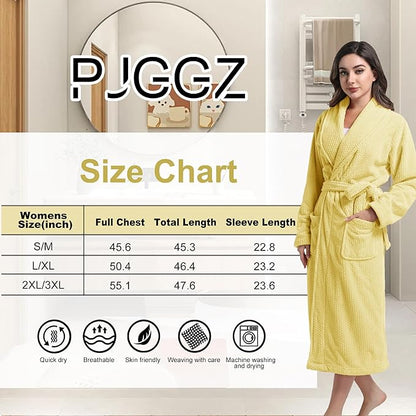 Women's Shawl Collar Bathrobe, Soft Long Towel Robes for Women - Super Absorbent Quick Dry yet Warm