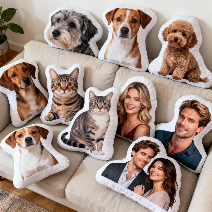 Custom Pet Pillow with Picture, Personalized Face Body Shaped Pillow, Customized Funny White Elephant Gifts for Adults, Fun Gag Gift for Men Women, Photo Christmas Funny Gifts (Insert Included)
