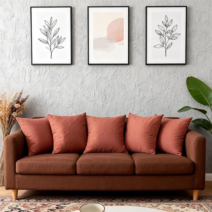 Decorative Couch Pillow Covers SofaThrow pillows with inserts included Bohemian-Style Country Cushion Cover Suitable for Beds, Sofas, Living Rooms, and Home Decor 2pack 18X18 inch.(Brick-Red)