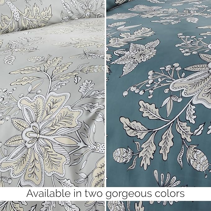 Southshore Fine Living, Inc. Vintage Garden Collection - Twin XL Comforter Set, Dorm Premium Bedding, All-Season Down Alternative Lightweight, Oversized 2-Piece Soft Comforter Set, Twin/XL, Blue
