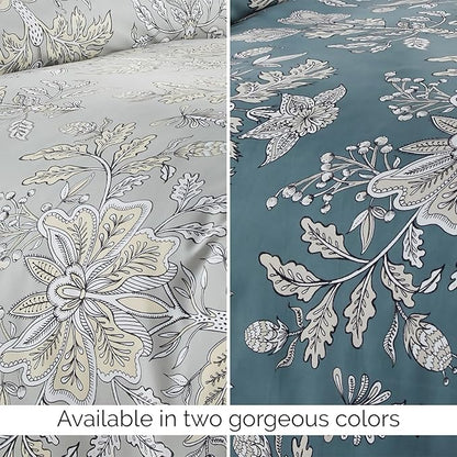 Southshore Fine Living, Inc. Vintage Garden Collection - Twin XL Comforter Set, Dorm Premium Bedding, All-Season Down Alternative Lightweight, Oversized 2-Piece Soft Comforter Set, Twin/XL, Blue