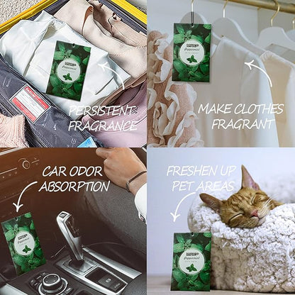 MYARO 12 Pack Peppermint Scented Sachets for Drawer, Closet & Car | Invigorating Odor Eliminator & Air Freshener Bags | Crisp, Cool Mint Fragrance for Shoes, Gym Bag & Home