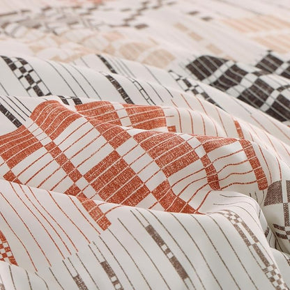MaiRêve Full Size Comforter Sets, Classic Plaid Farmhouse Bedding Sets 7 Pieces, Beige All Season Bed in A Bag with Sheets, Pillowcases & Shams
