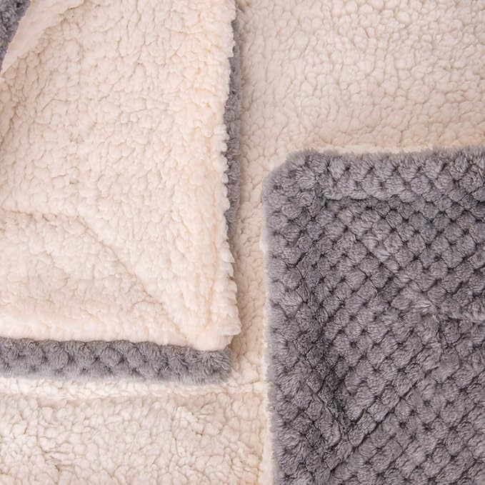 DW-Flint Gray Plush Fleece Receiving Blanket for Dog, Cat, Couch, Sofa, Travel and Outdoor, Camping (24" x 32")