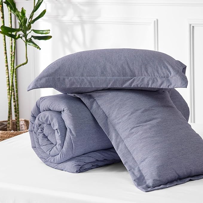 Bedsure King Size Comforter Set - Denim Grey King Comforter Set, Soft Bedding for All Seasons, Cationic Dyed Bedding Set, 3 Pieces, 1 Comforter (104"x90") and 2 Pillow Shams (20"x36"+2")