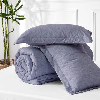 Bedsure King Size Comforter Set - Denim Grey King Comforter Set, Soft Bedding for All Seasons, Cationic Dyed Bedding Set, 3 Pieces, 1 Comforter (104"x90") and 2 Pillow Shams (20"x36"+2")