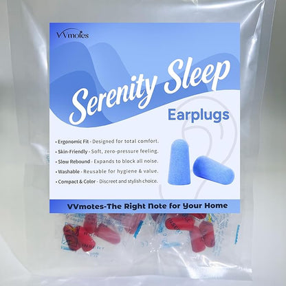 20 Pairs Red Reusable Ear Plugs, 32dB NRR Noise Reduction, Washable Slow-Rebound Foam Earplugs for Sleeping, Snoring, Work, Concerts, Travel