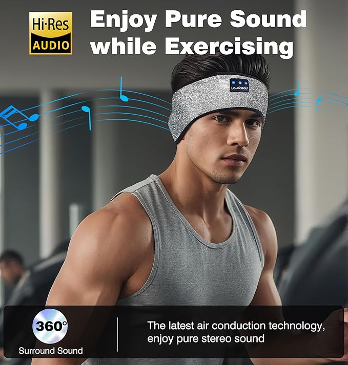 LC-dolida Sleep Headphones Bluetooth, Headband Headphones Earphones Wireless, Sleep Mask for Sleeping, Sports, Gifts, Workout, Jogging, Yoga,Insomnia, Air Travel, Meditation